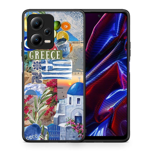 Θήκη Xiaomi Poco X5 5G Dual All Greek από τη Smartfits με σχέδιο στο πίσω μέρος και μαύρο περίβλημα | Xiaomi Poco X5 5G Dual All Greek Case with Colorful Back and Black Bezels