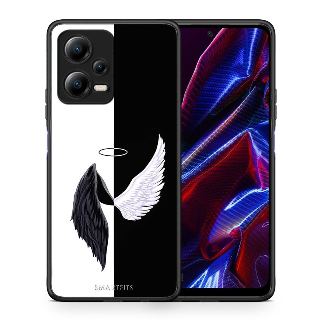 Θήκη Xiaomi Poco X5 5G Dual Angels Demons από τη Smartfits με σχέδιο στο πίσω μέρος και μαύρο περίβλημα | Xiaomi Poco X5 5G Dual Angels Demons Case with Colorful Back and Black Bezels