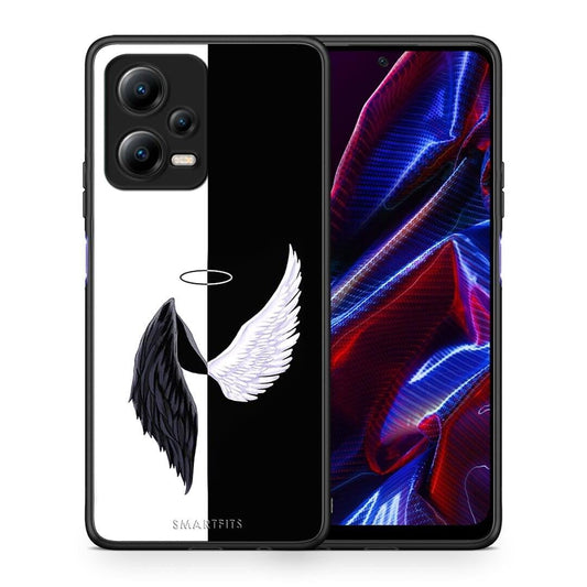 Θήκη Xiaomi Poco X5 5G Dual Angels Demons από τη Smartfits με σχέδιο στο πίσω μέρος και μαύρο περίβλημα | Xiaomi Poco X5 5G Dual Angels Demons Case with Colorful Back and Black Bezels