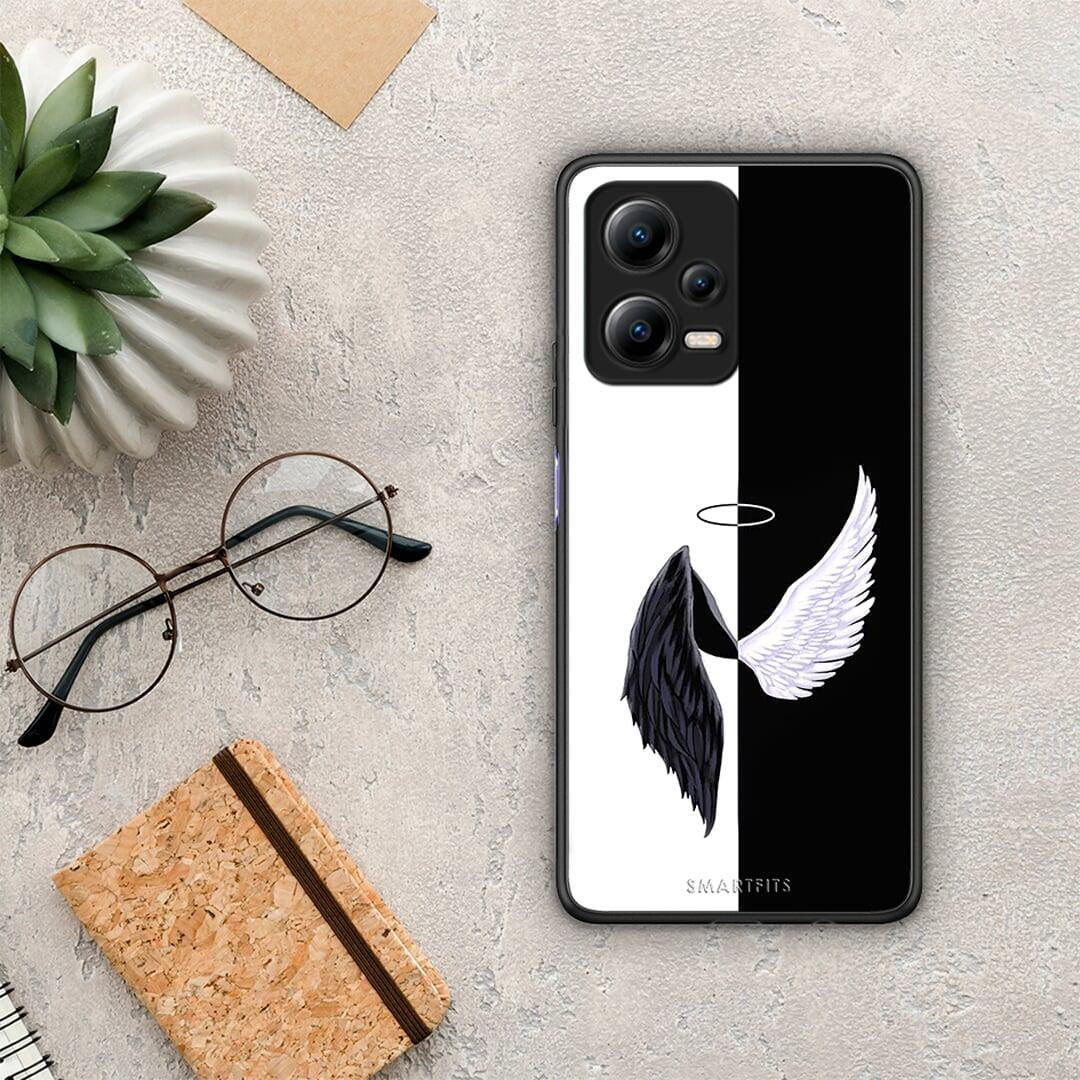 Θήκη Xiaomi Poco X5 5G Dual Angels Demons από τη Smartfits με σχέδιο στο πίσω μέρος και μαύρο περίβλημα | Xiaomi Poco X5 5G Dual Angels Demons Case with Colorful Back and Black Bezels