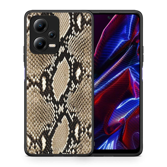 Θήκη Xiaomi Poco X5 5G Dual Animal Fashion Snake από τη Smartfits με σχέδιο στο πίσω μέρος και μαύρο περίβλημα | Xiaomi Poco X5 5G Dual Animal Fashion Snake Case with Colorful Back and Black Bezels