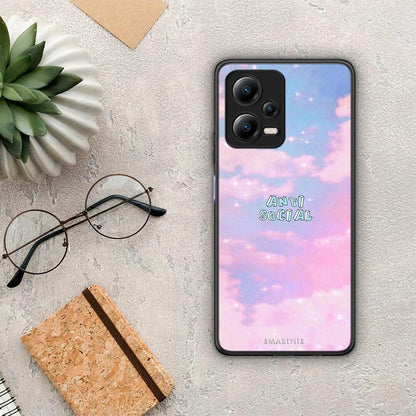 Θήκη Xiaomi Poco X5 5G Dual Anti Social από τη Smartfits με σχέδιο στο πίσω μέρος και μαύρο περίβλημα | Xiaomi Poco X5 5G Dual Anti Social Case with Colorful Back and Black Bezels