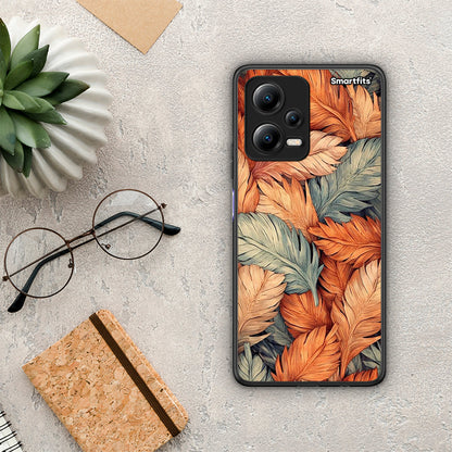 Θήκη Xiaomi Poco X5 5G Dual Autumn Leaves από τη Smartfits με σχέδιο στο πίσω μέρος και μαύρο περίβλημα | Xiaomi Poco X5 5G Dual Autumn Leaves Case with Colorful Back and Black Bezels