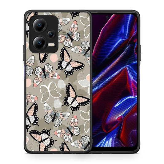 Θήκη Xiaomi Poco X5 5G Dual Boho Butterflies από τη Smartfits με σχέδιο στο πίσω μέρος και μαύρο περίβλημα | Xiaomi Poco X5 5G Dual Boho Butterflies Case with Colorful Back and Black Bezels