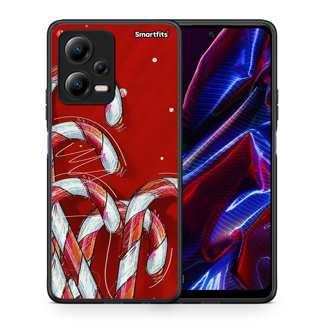 Θήκη Xiaomi Poco X5 5G Dual Candy Cane από τη Smartfits με σχέδιο στο πίσω μέρος και μαύρο περίβλημα | Xiaomi Poco X5 5G Dual Candy Cane Case with Colorful Back and Black Bezels