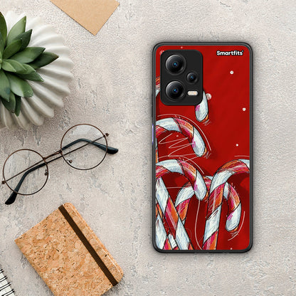 Θήκη Xiaomi Poco X5 5G Dual Candy Cane από τη Smartfits με σχέδιο στο πίσω μέρος και μαύρο περίβλημα | Xiaomi Poco X5 5G Dual Candy Cane Case with Colorful Back and Black Bezels