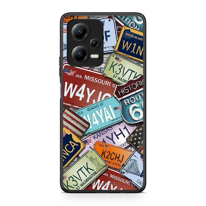 Θήκη Xiaomi Poco X5 5G Dual Car Plates από τη Smartfits με σχέδιο στο πίσω μέρος και μαύρο περίβλημα | Xiaomi Poco X5 5G Dual Car Plates Case with Colorful Back and Black Bezels