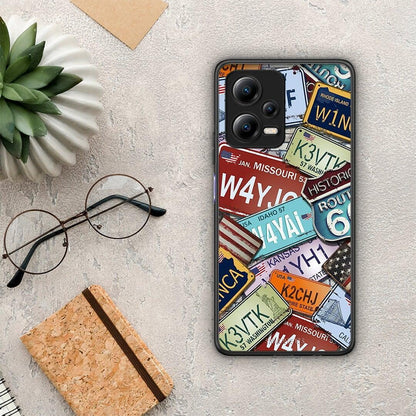 Θήκη Xiaomi Poco X5 5G Dual Car Plates από τη Smartfits με σχέδιο στο πίσω μέρος και μαύρο περίβλημα | Xiaomi Poco X5 5G Dual Car Plates Case with Colorful Back and Black Bezels