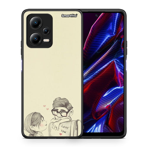 Θήκη Xiaomi Poco X5 5G Dual Carl And Ellie από τη Smartfits με σχέδιο στο πίσω μέρος και μαύρο περίβλημα | Xiaomi Poco X5 5G Dual Carl And Ellie Case with Colorful Back and Black Bezels