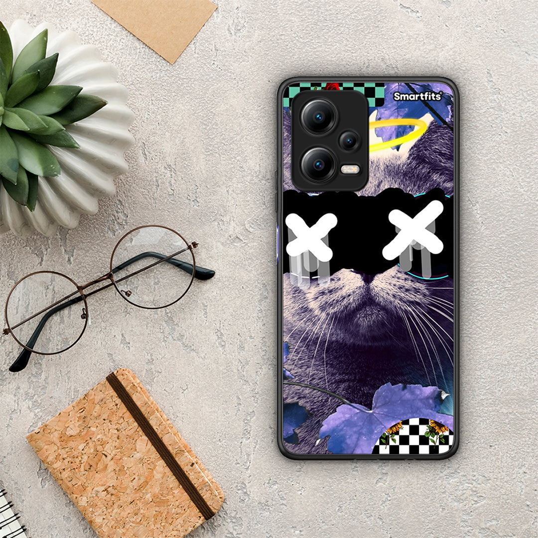 Θήκη Xiaomi Poco X5 5G Dual Cat Collage από τη Smartfits με σχέδιο στο πίσω μέρος και μαύρο περίβλημα | Xiaomi Poco X5 5G Dual Cat Collage Case with Colorful Back and Black Bezels