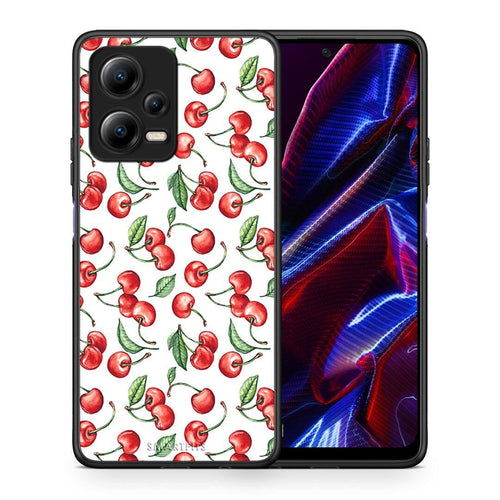 Θήκη Xiaomi Poco X5 5G Dual Cherry Summer από τη Smartfits με σχέδιο στο πίσω μέρος και μαύρο περίβλημα | Xiaomi Poco X5 5G Dual Cherry Summer Case with Colorful Back and Black Bezels