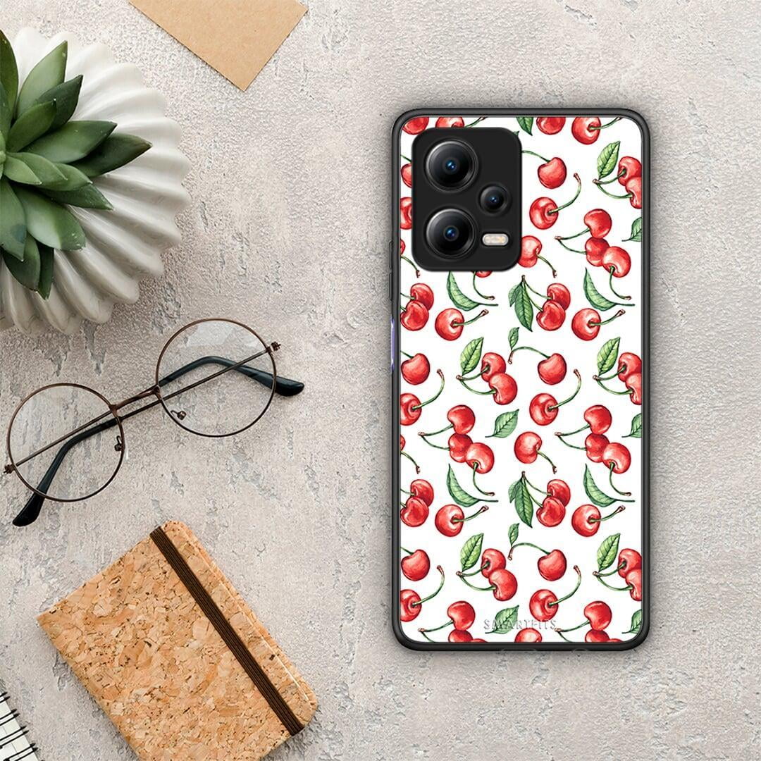 Θήκη Xiaomi Poco X5 5G Dual Cherry Summer από τη Smartfits με σχέδιο στο πίσω μέρος και μαύρο περίβλημα | Xiaomi Poco X5 5G Dual Cherry Summer Case with Colorful Back and Black Bezels