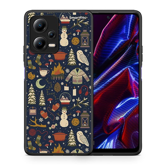 Θήκη Xiaomi Poco X5 5G Dual Christmas Elements από τη Smartfits με σχέδιο στο πίσω μέρος και μαύρο περίβλημα | Xiaomi Poco X5 5G Dual Christmas Elements Case with Colorful Back and Black Bezels