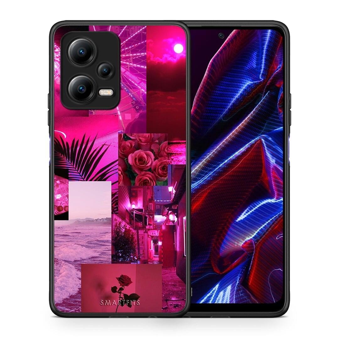 Θήκη Xiaomi Poco X5 5G Dual Collage Red Roses από τη Smartfits με σχέδιο στο πίσω μέρος και μαύρο περίβλημα | Xiaomi Poco X5 5G Dual Collage Red Roses Case with Colorful Back and Black Bezels