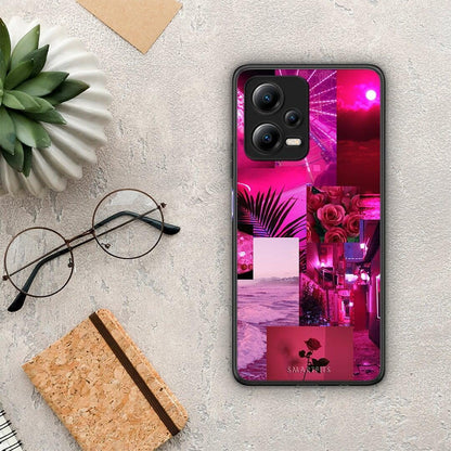 Θήκη Xiaomi Poco X5 5G Dual Collage Red Roses από τη Smartfits με σχέδιο στο πίσω μέρος και μαύρο περίβλημα | Xiaomi Poco X5 5G Dual Collage Red Roses Case with Colorful Back and Black Bezels