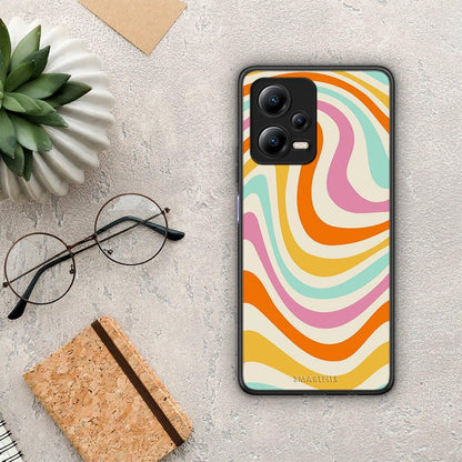 Θήκη Xiaomi Poco X5 5G Dual Colourful Waves από τη Smartfits με σχέδιο στο πίσω μέρος και μαύρο περίβλημα | Xiaomi Poco X5 5G Dual Colourful Waves Case with Colorful Back and Black Bezels