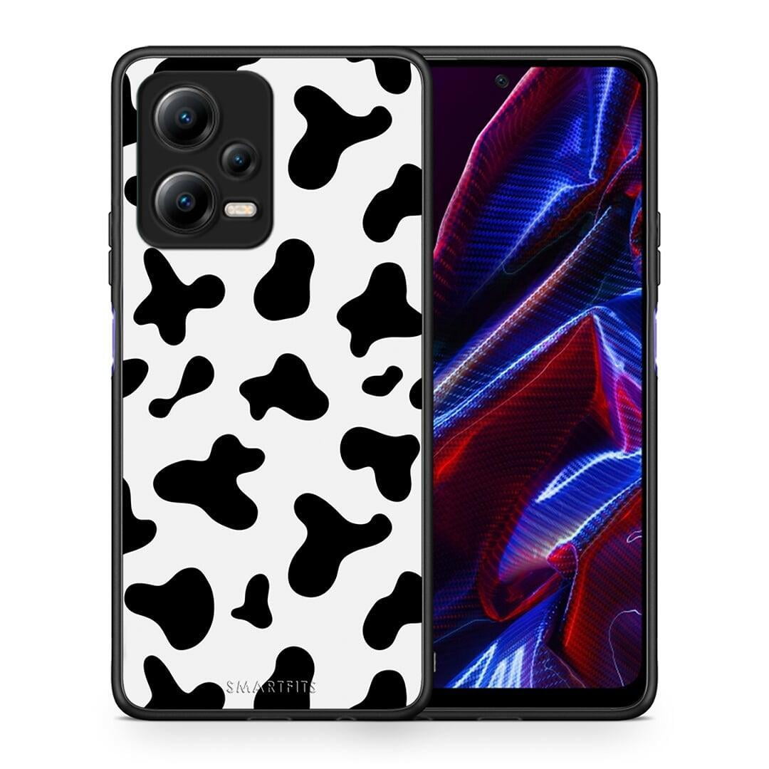 Θήκη Xiaomi Poco X5 5G Dual Cow Print από τη Smartfits με σχέδιο στο πίσω μέρος και μαύρο περίβλημα | Xiaomi Poco X5 5G Dual Cow Print Case with Colorful Back and Black Bezels