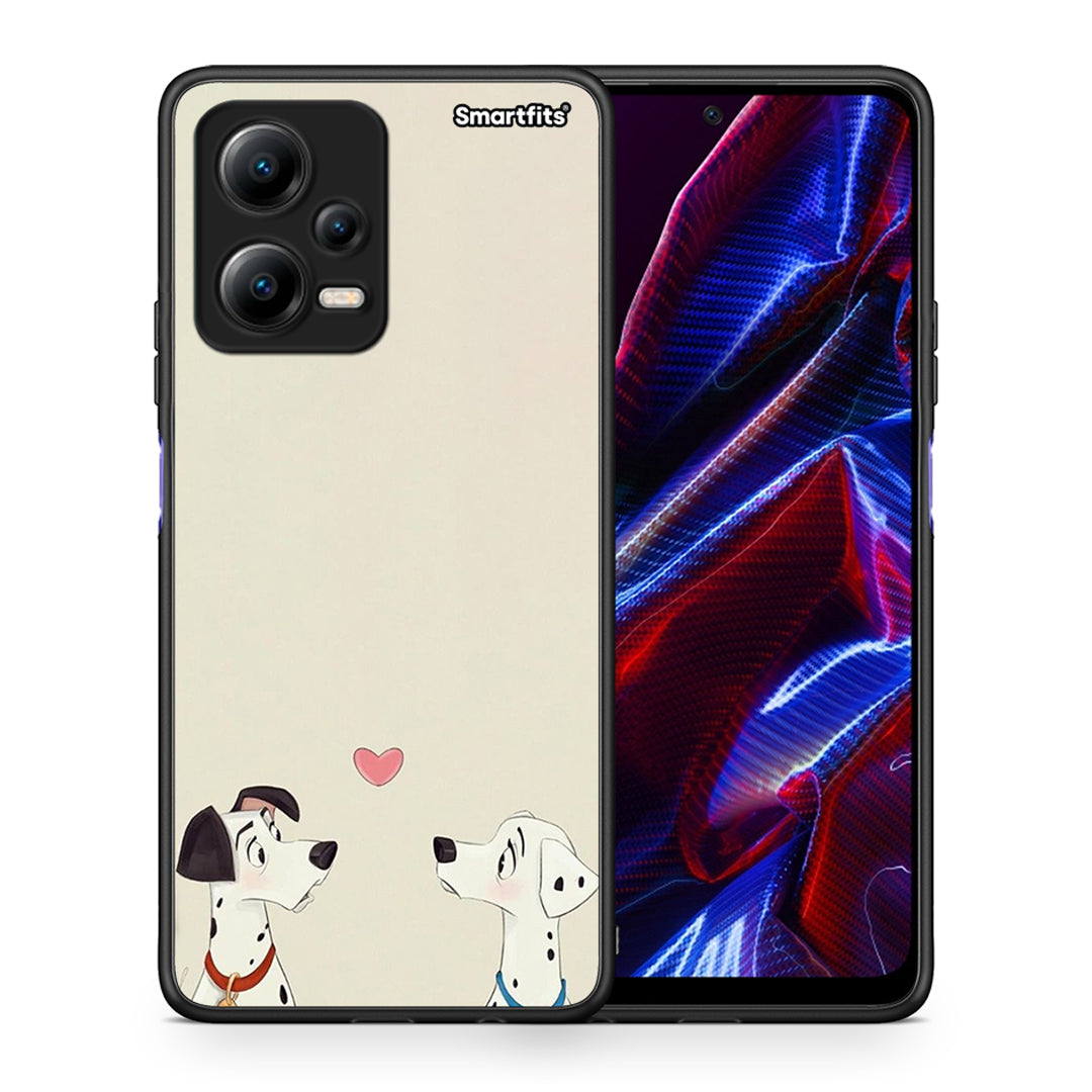 Θήκη Xiaomi Poco X5 5G Dual Dalmatians Love από τη Smartfits με σχέδιο στο πίσω μέρος και μαύρο περίβλημα | Xiaomi Poco X5 5G Dual Dalmatians Love Case with Colorful Back and Black Bezels