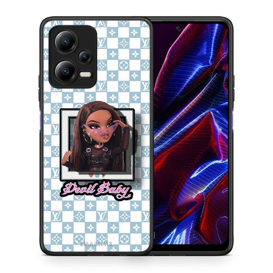 Θήκη Xiaomi Poco X5 5G Dual Devil Baby από τη Smartfits με σχέδιο στο πίσω μέρος και μαύρο περίβλημα | Xiaomi Poco X5 5G Dual Devil Baby Case with Colorful Back and Black Bezels