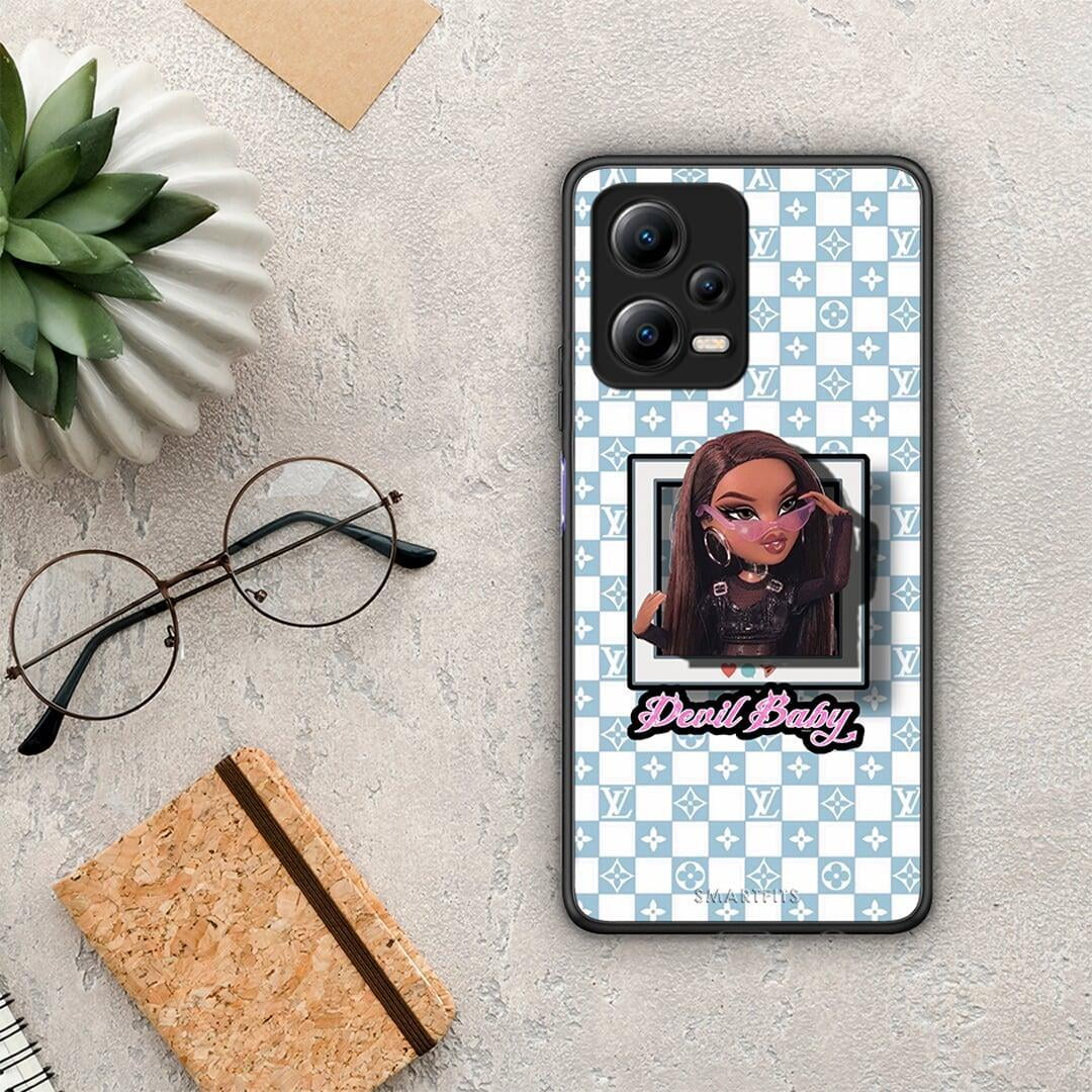 Θήκη Xiaomi Poco X5 5G Dual Devil Baby από τη Smartfits με σχέδιο στο πίσω μέρος και μαύρο περίβλημα | Xiaomi Poco X5 5G Dual Devil Baby Case with Colorful Back and Black Bezels