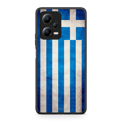 Θήκη Xiaomi Poco X5 5G Dual Flag Greek από τη Smartfits με σχέδιο στο πίσω μέρος και μαύρο περίβλημα | Xiaomi Poco X5 5G Dual Flag Greek Case with Colorful Back and Black Bezels