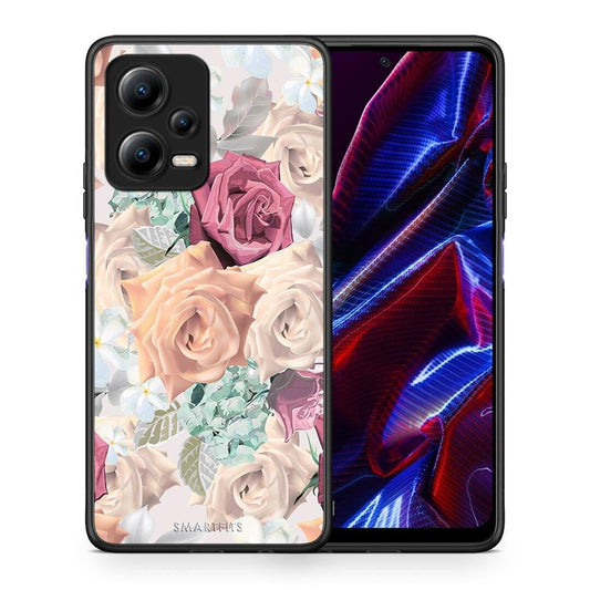 Θήκη Xiaomi Poco X5 5G Dual Floral Bouquet από τη Smartfits με σχέδιο στο πίσω μέρος και μαύρο περίβλημα | Xiaomi Poco X5 5G Dual Floral Bouquet Case with Colorful Back and Black Bezels