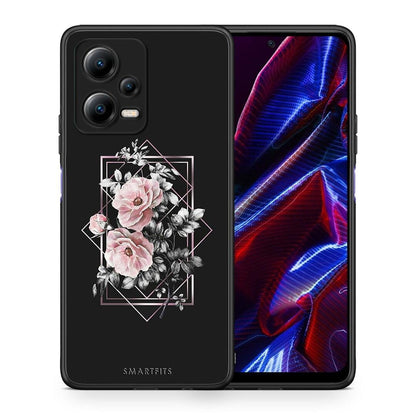 Θήκη Xiaomi Poco X5 5G Dual Flower Frame από τη Smartfits με σχέδιο στο πίσω μέρος και μαύρο περίβλημα | Xiaomi Poco X5 5G Dual Flower Frame Case with Colorful Back and Black Bezels