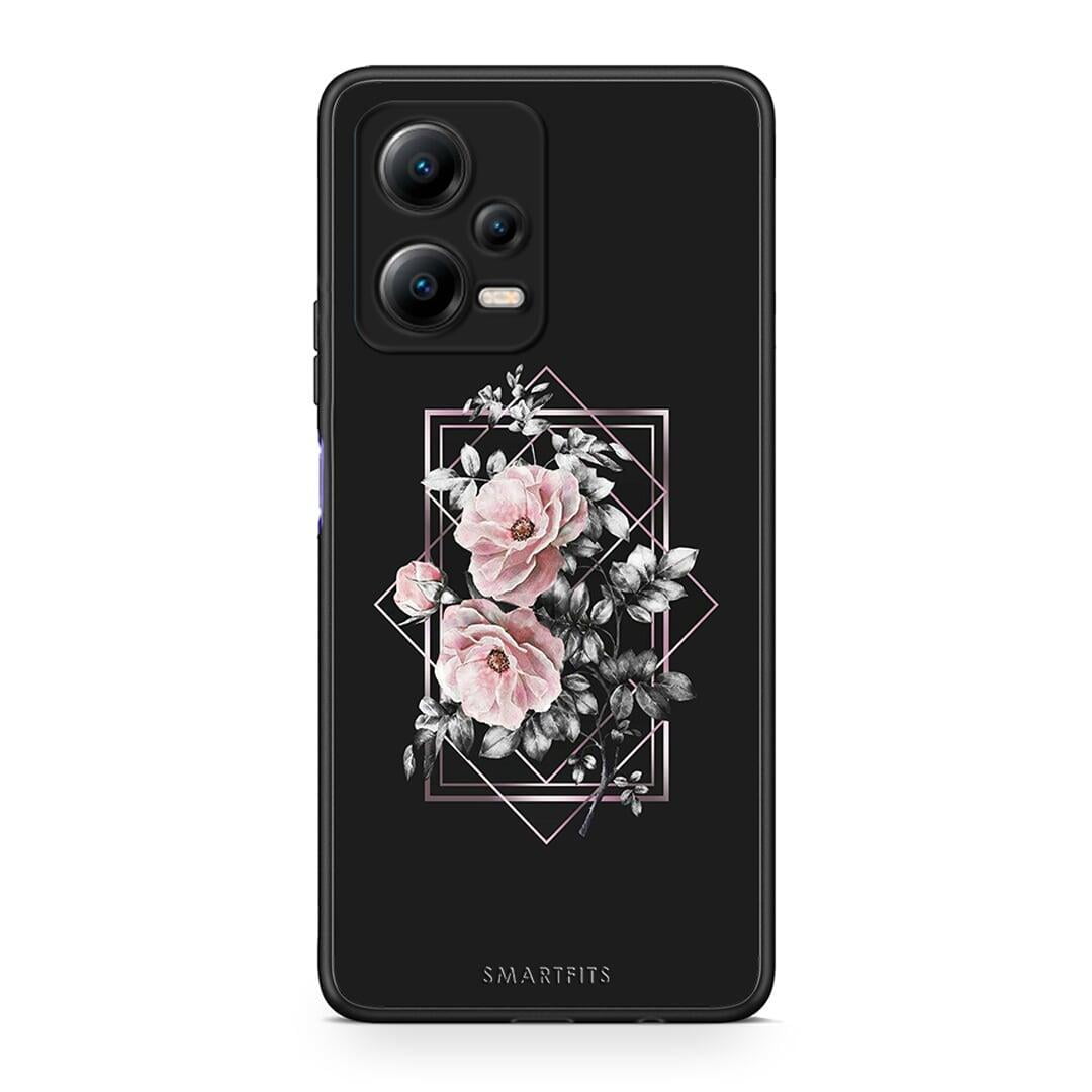 Θήκη Xiaomi Poco X5 5G Dual Flower Frame από τη Smartfits με σχέδιο στο πίσω μέρος και μαύρο περίβλημα | Xiaomi Poco X5 5G Dual Flower Frame Case with Colorful Back and Black Bezels