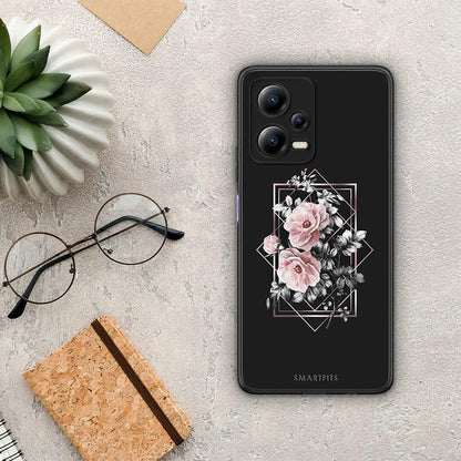 Θήκη Xiaomi Poco X5 5G Dual Flower Frame από τη Smartfits με σχέδιο στο πίσω μέρος και μαύρο περίβλημα | Xiaomi Poco X5 5G Dual Flower Frame Case with Colorful Back and Black Bezels