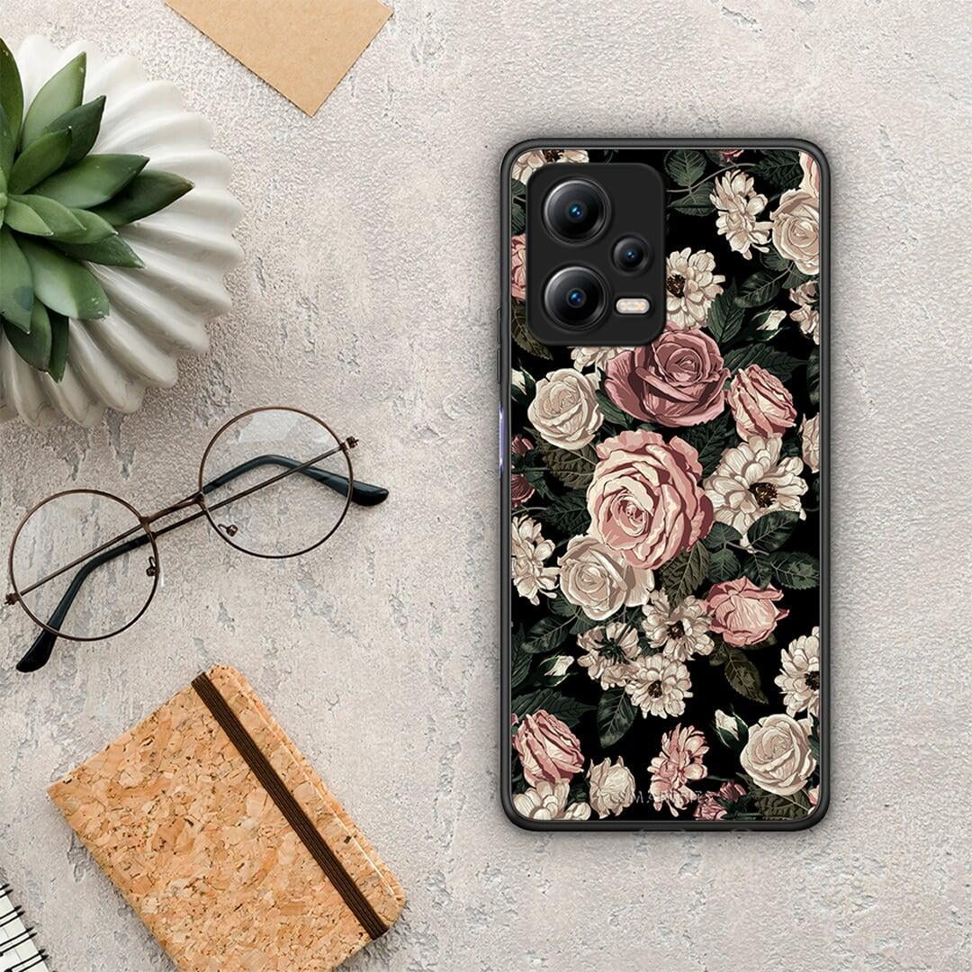 Θήκη Xiaomi Poco X5 5G Dual Flower Wild Roses από τη Smartfits με σχέδιο στο πίσω μέρος και μαύρο περίβλημα | Xiaomi Poco X5 5G Dual Flower Wild Roses Case with Colorful Back and Black Bezels