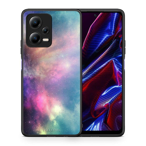 Θήκη Xiaomi Poco X5 5G Dual Galactic Rainbow από τη Smartfits με σχέδιο στο πίσω μέρος και μαύρο περίβλημα | Xiaomi Poco X5 5G Dual Galactic Rainbow Case with Colorful Back and Black Bezels