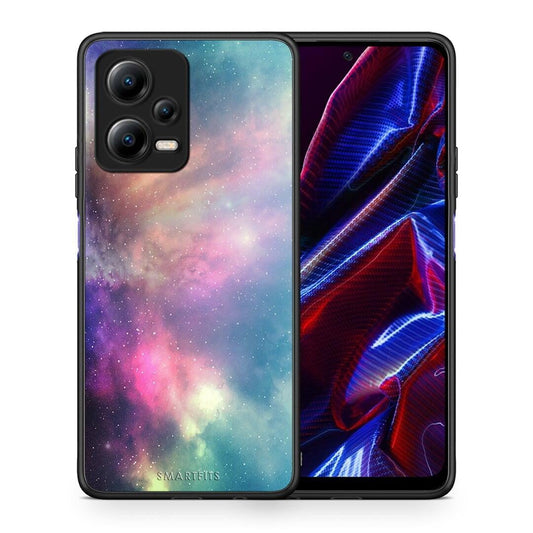 Θήκη Xiaomi Poco X5 5G Dual Galactic Rainbow από τη Smartfits με σχέδιο στο πίσω μέρος και μαύρο περίβλημα | Xiaomi Poco X5 5G Dual Galactic Rainbow Case with Colorful Back and Black Bezels
