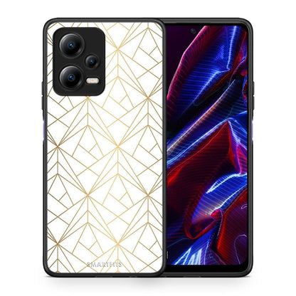 Θήκη Xiaomi Poco X5 5G Dual Geometric Luxury White από τη Smartfits με σχέδιο στο πίσω μέρος και μαύρο περίβλημα | Xiaomi Poco X5 5G Dual Geometric Luxury White Case with Colorful Back and Black Bezels