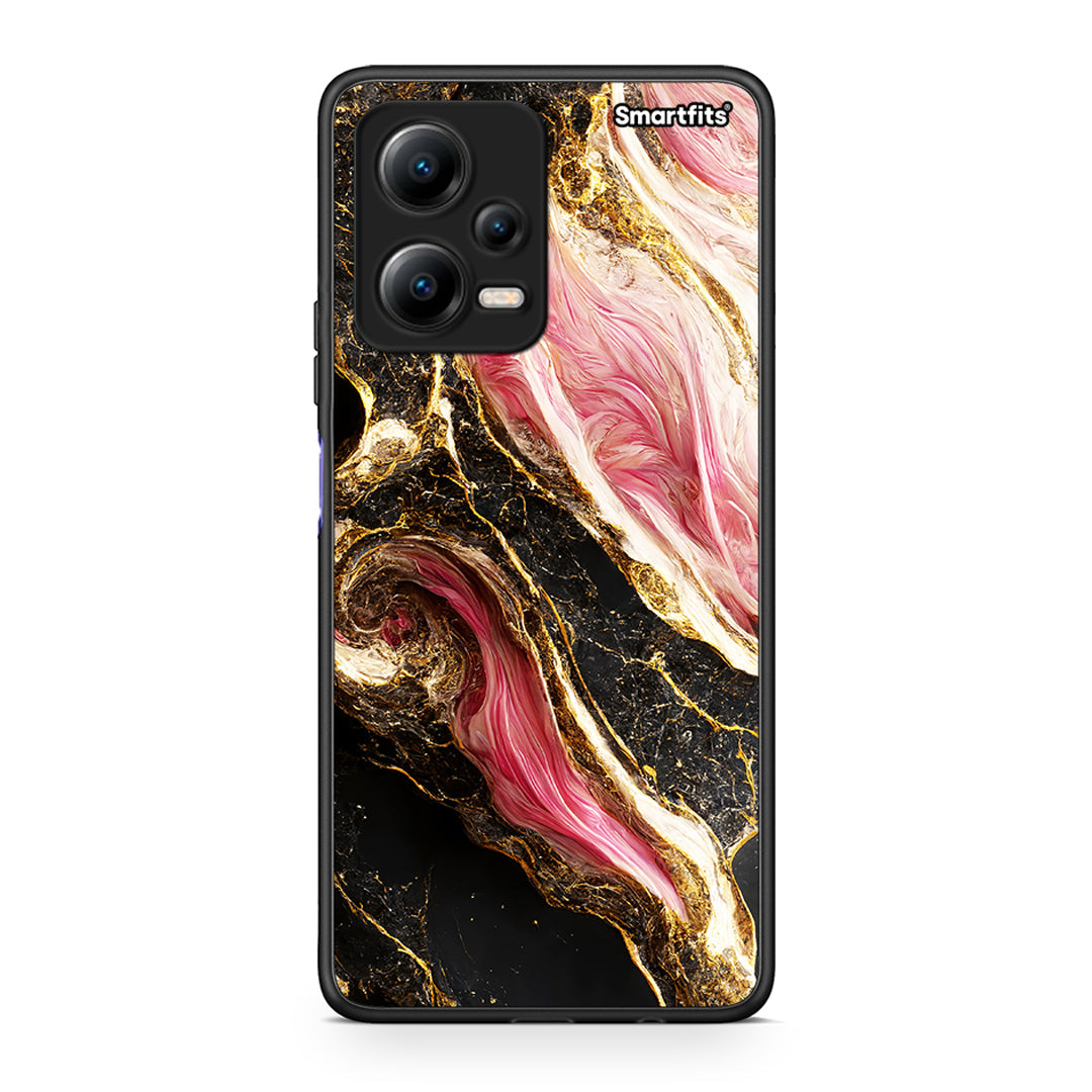 Θήκη Xiaomi Poco X5 5G Dual Glamorous Pink Marble από τη Smartfits με σχέδιο στο πίσω μέρος και μαύρο περίβλημα | Xiaomi Poco X5 5G Dual Glamorous Pink Marble Case with Colorful Back and Black Bezels