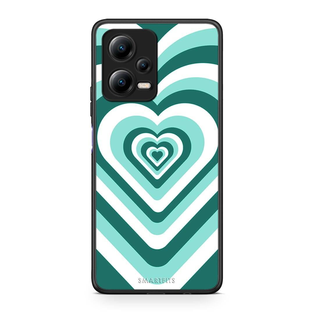 Θήκη Xiaomi Poco X5 5G Dual Green Hearts από τη Smartfits με σχέδιο στο πίσω μέρος και μαύρο περίβλημα | Xiaomi Poco X5 5G Dual Green Hearts Case with Colorful Back and Black Bezels