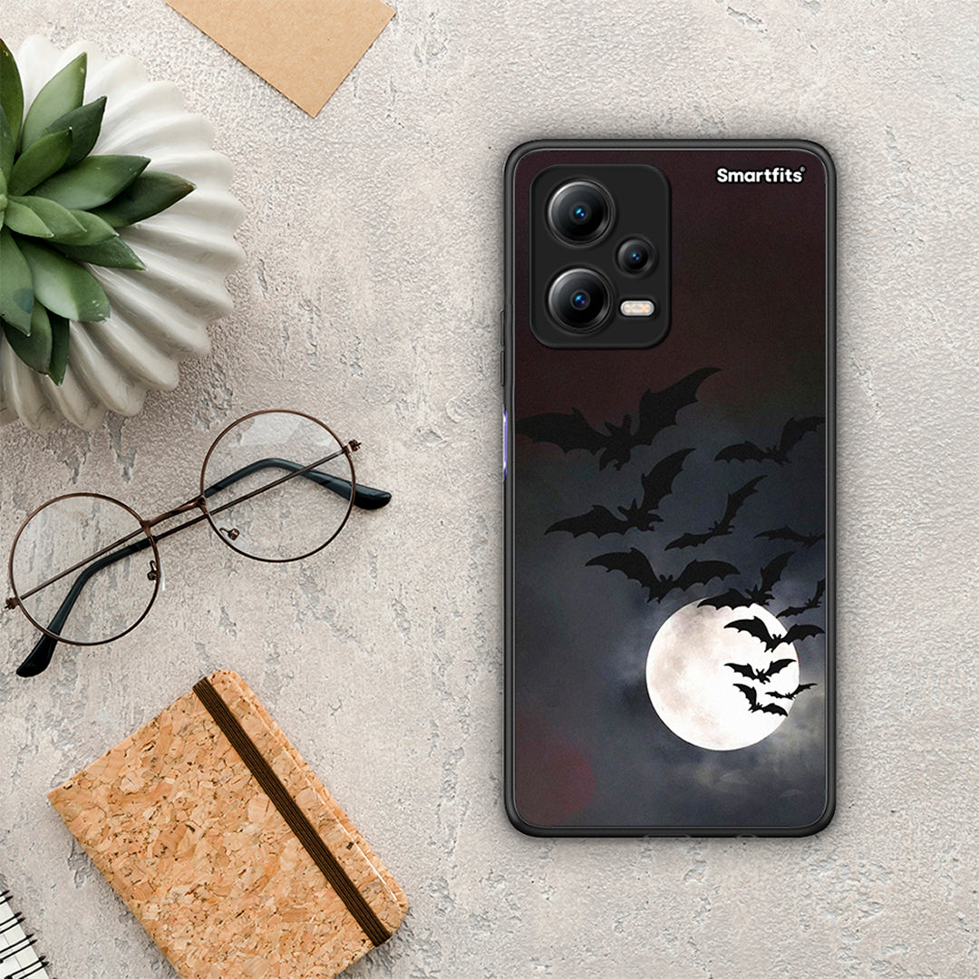Θήκη Xiaomi Poco X5 5G Dual Halloween Bat Night από τη Smartfits με σχέδιο στο πίσω μέρος και μαύρο περίβλημα | Xiaomi Poco X5 5G Dual Halloween Bat Night Case with Colorful Back and Black Bezels