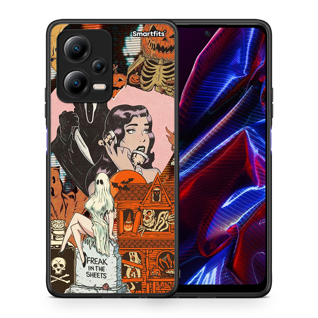 Θήκη Xiaomi Poco X5 5G Dual Halloween Collage από τη Smartfits με σχέδιο στο πίσω μέρος και μαύρο περίβλημα | Xiaomi Poco X5 5G Dual Halloween Collage Case with Colorful Back and Black Bezels