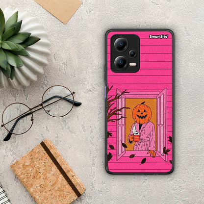 Θήκη Xiaomi Poco X5 5G Dual Halloween Pumpkin Lady από τη Smartfits με σχέδιο στο πίσω μέρος και μαύρο περίβλημα | Xiaomi Poco X5 5G Dual Halloween Pumpkin Lady Case with Colorful Back and Black Bezels