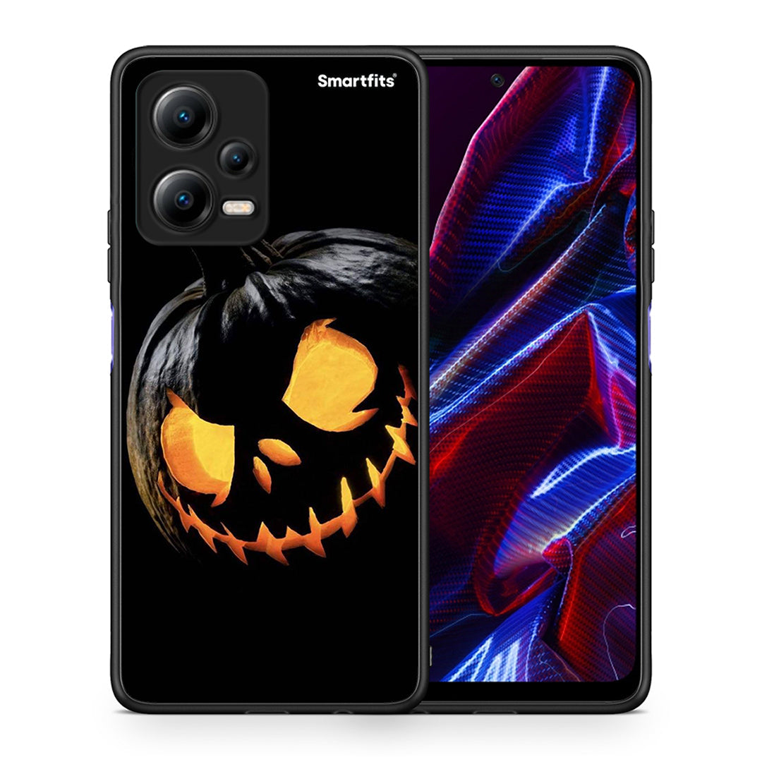 Θήκη Xiaomi Poco X5 5G Dual Halloween Scary Pumpkin από τη Smartfits με σχέδιο στο πίσω μέρος και μαύρο περίβλημα | Xiaomi Poco X5 5G Dual Halloween Scary Pumpkin Case with Colorful Back and Black Bezels