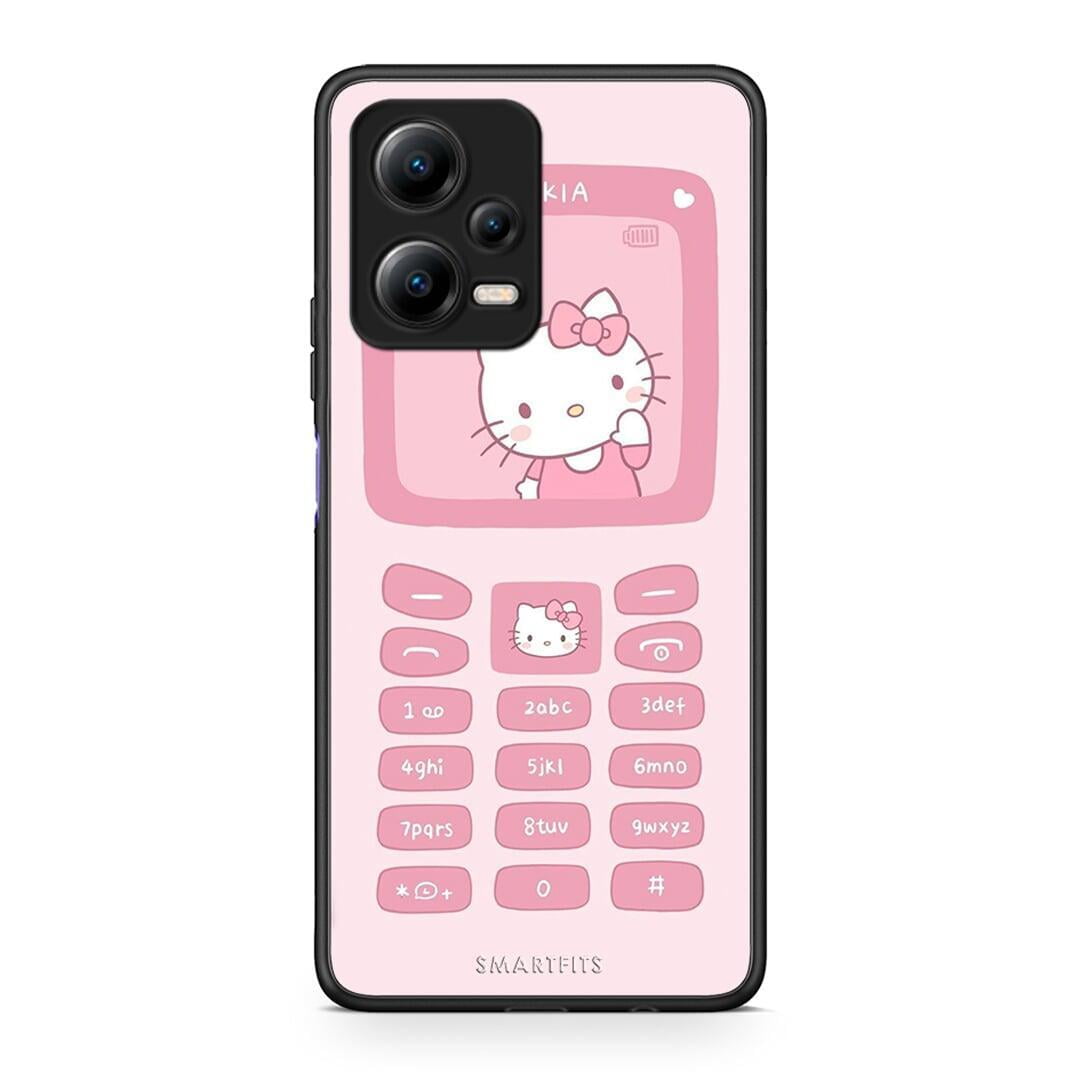 Θήκη Xiaomi Poco X5 5G Dual / Redmi Note 12 5G Hello Kitten από τη Smartfits με σχέδιο στο πίσω μέρος και μαύρο περίβλημα | Xiaomi Poco X5 5G Dual / Redmi Note 12 5G Hello Kitten Case with Colorful Back and Black Bezels