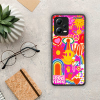 Thumbnail for Θήκη Xiaomi Poco X5 5G Dual / Redmi Note 12 5G Hippie Love από τη Smartfits με σχέδιο στο πίσω μέρος και μαύρο περίβλημα | Xiaomi Poco X5 5G Dual / Redmi Note 12 5G Hippie Love Case with Colorful Back and Black Bezels