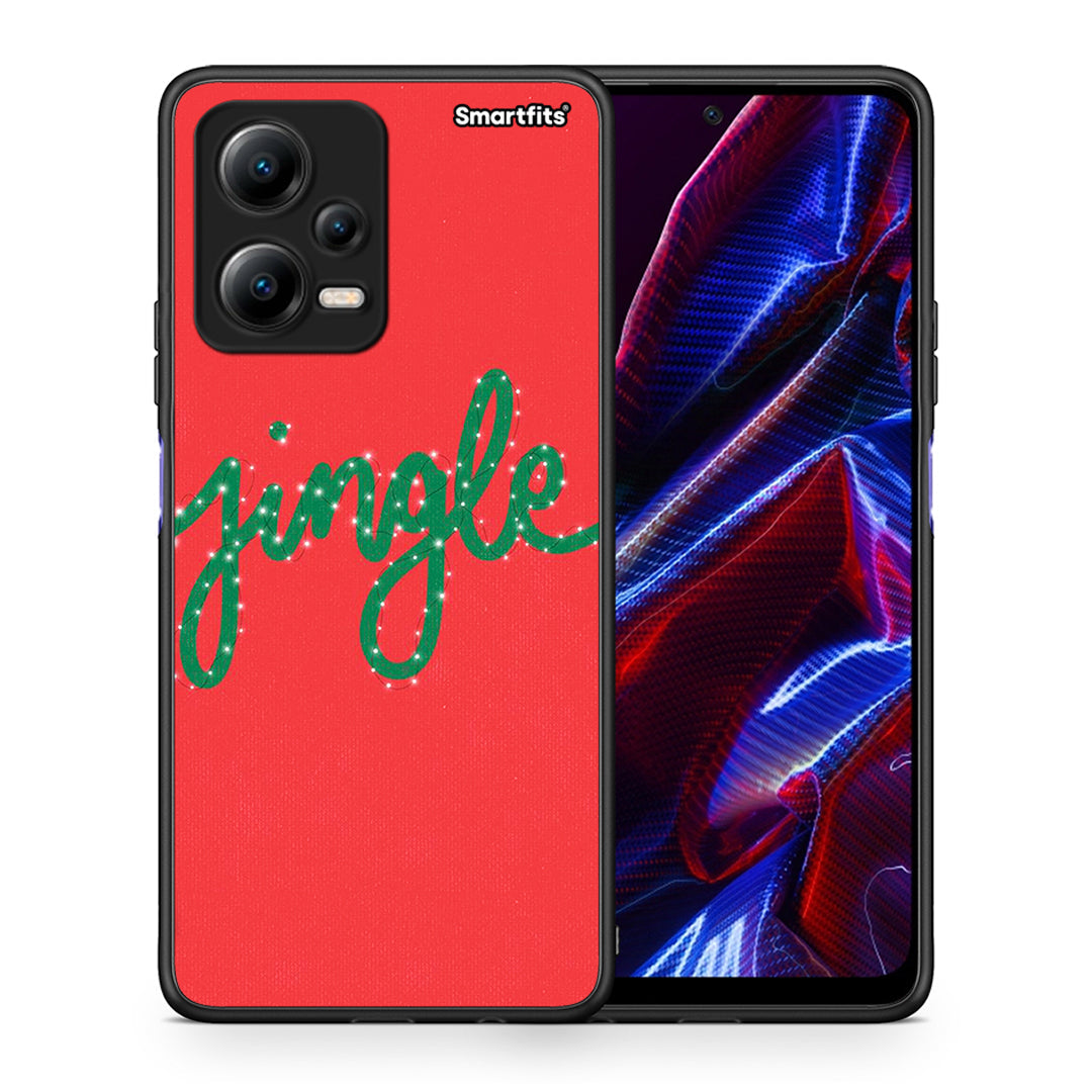 Θήκη Xiaomi Poco X5 5G Dual Jingle Xmas από τη Smartfits με σχέδιο στο πίσω μέρος και μαύρο περίβλημα | Xiaomi Poco X5 5G Dual Jingle Xmas Case with Colorful Back and Black Bezels