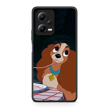 Θήκη Xiaomi Poco X5 5G Dual Lady And Tramp 2 από τη Smartfits με σχέδιο στο πίσω μέρος και μαύρο περίβλημα | Xiaomi Poco X5 5G Dual Lady And Tramp 2 Case with Colorful Back and Black Bezels