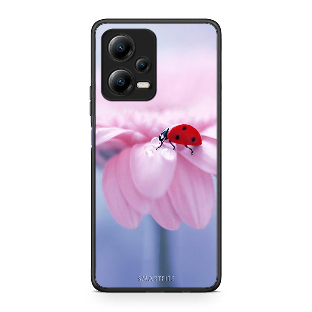 Θήκη Xiaomi Poco X5 5G Dual Ladybug Flower από τη Smartfits με σχέδιο στο πίσω μέρος και μαύρο περίβλημα | Xiaomi Poco X5 5G Dual Ladybug Flower Case with Colorful Back and Black Bezels