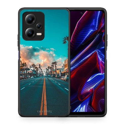 Θήκη Xiaomi Poco X5 5G Dual Landscape City από τη Smartfits με σχέδιο στο πίσω μέρος και μαύρο περίβλημα | Xiaomi Poco X5 5G Dual Landscape City Case with Colorful Back and Black Bezels
