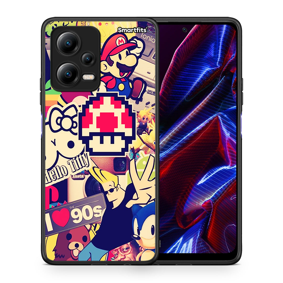 Θήκη Xiaomi Poco X5 5G Dual Love The 90s από τη Smartfits με σχέδιο στο πίσω μέρος και μαύρο περίβλημα | Xiaomi Poco X5 5G Dual Love The 90s Case with Colorful Back and Black Bezels