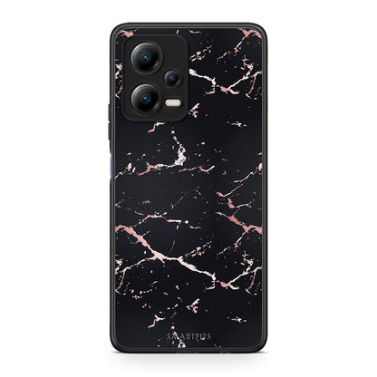 Θήκη Xiaomi Poco X5 5G Dual Marble Black Rosegold από τη Smartfits με σχέδιο στο πίσω μέρος και μαύρο περίβλημα | Xiaomi Poco X5 5G Dual Marble Black Rosegold Case with Colorful Back and Black Bezels