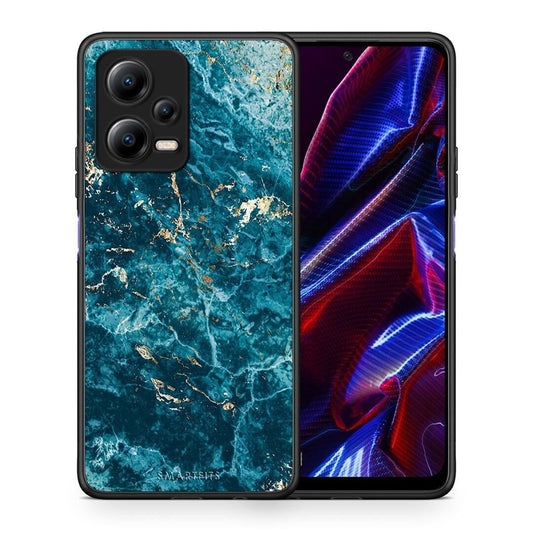 Θήκη Xiaomi Poco X5 5G Dual Marble Blue από τη Smartfits με σχέδιο στο πίσω μέρος και μαύρο περίβλημα | Xiaomi Poco X5 5G Dual Marble Blue Case with Colorful Back and Black Bezels