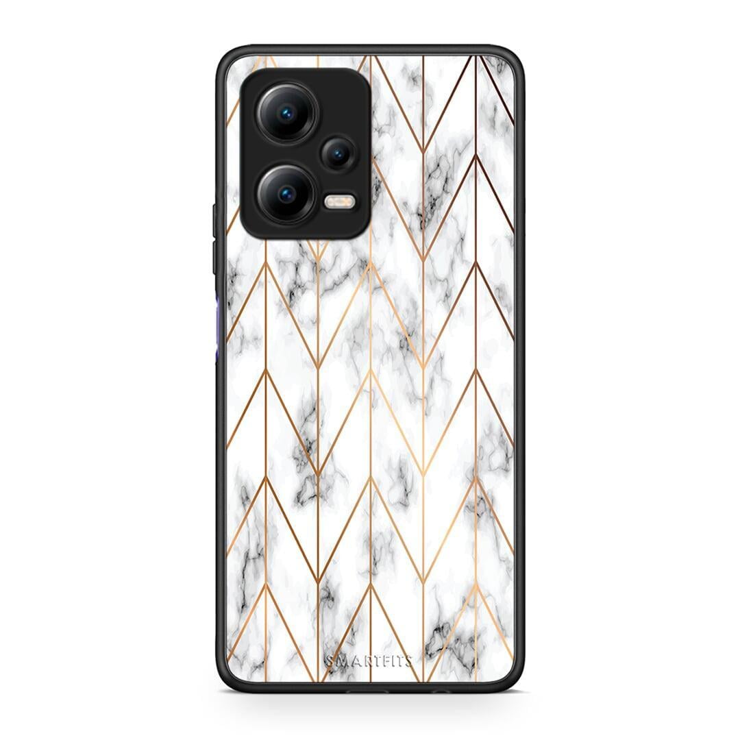 Θήκη Xiaomi Poco X5 5G Dual Marble Gold Geometric από τη Smartfits με σχέδιο στο πίσω μέρος και μαύρο περίβλημα | Xiaomi Poco X5 5G Dual Marble Gold Geometric Case with Colorful Back and Black Bezels