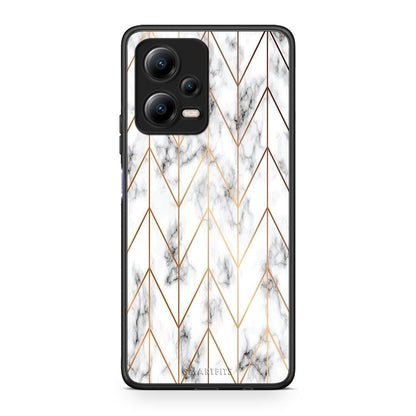 Θήκη Xiaomi Poco X5 5G Dual Marble Gold Geometric από τη Smartfits με σχέδιο στο πίσω μέρος και μαύρο περίβλημα | Xiaomi Poco X5 5G Dual Marble Gold Geometric Case with Colorful Back and Black Bezels